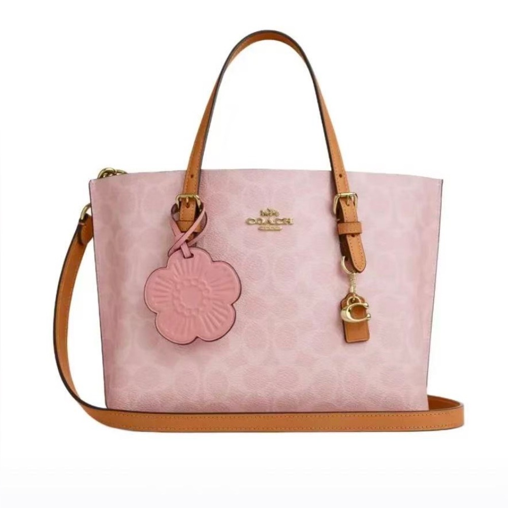 🌺COACH Mollie Tote Bag 25 In Signature Powder Pink